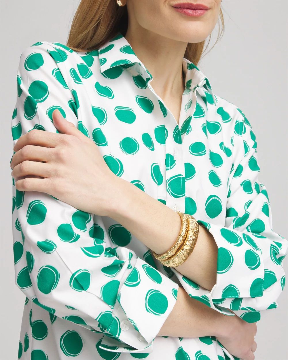 No Iron™ Polka-Dot Sateen Shirt | Chico's No Iron™ Polka-Dot Sateen Shirt | Chico's